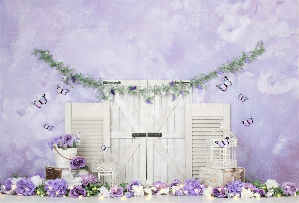 Kate Fleurs violettes Cake smash Porte Toile de fond conçu par Ashley Paul