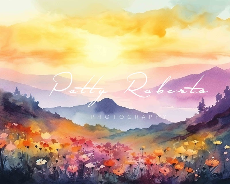 Kate Aquarelle Montagnes majestueuses Toile de fond Conçu par Patty Robert