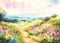 Kate Aquarelle Prairie verte Sérénité Toile de fond Conçu par Patty Robert - Kate Backdrop FR