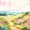 Kate Aquarelle Prairie verte Sérénité Toile de fond Conçu par Patty Robert - Kate Backdrop FR