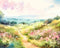 Kate Aquarelle Prairie verte Sérénité Toile de fond Conçu par Patty Robert - Kate Backdrop FR