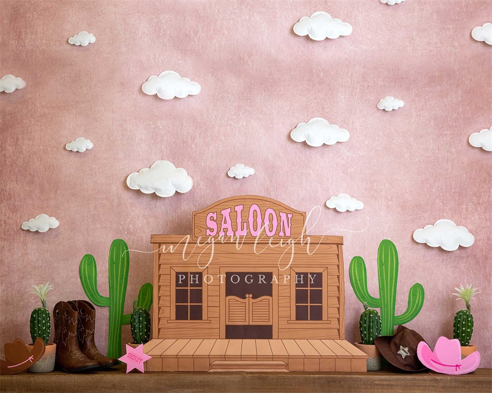 Kate Cow-girl Salon Cactus Toile de fond conçue par Megan Leigh
