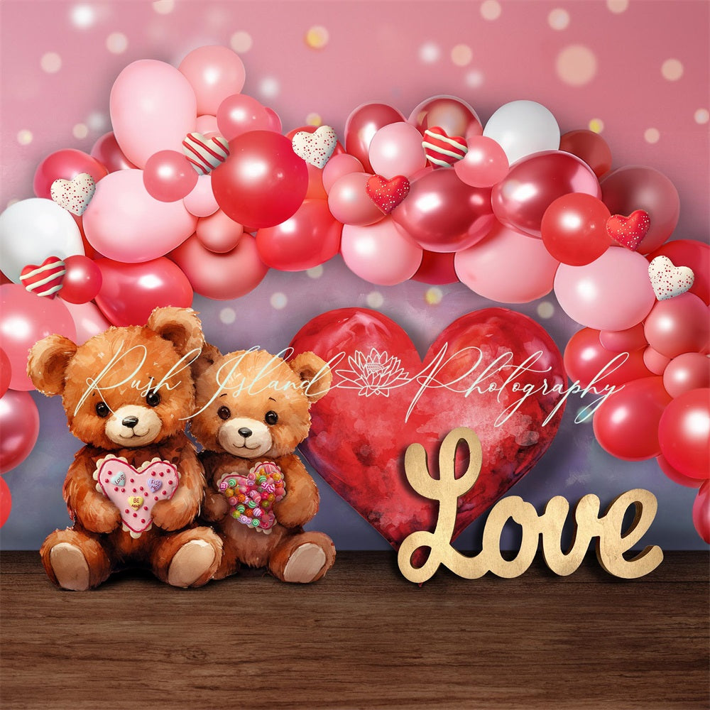 Kate Ours adorables Ballons Rouge Toile de fond conçue par Laura Bybee - Kate Backdrop FR