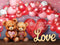 Kate Ours adorables Ballons Rouge Toile de fond conçue par Laura Bybee - Kate Backdrop FR