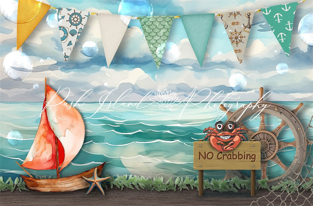 Kate Paysage marin Crabe Toile de fond conçue par Laura Bybee - Kate Backdrop FR
