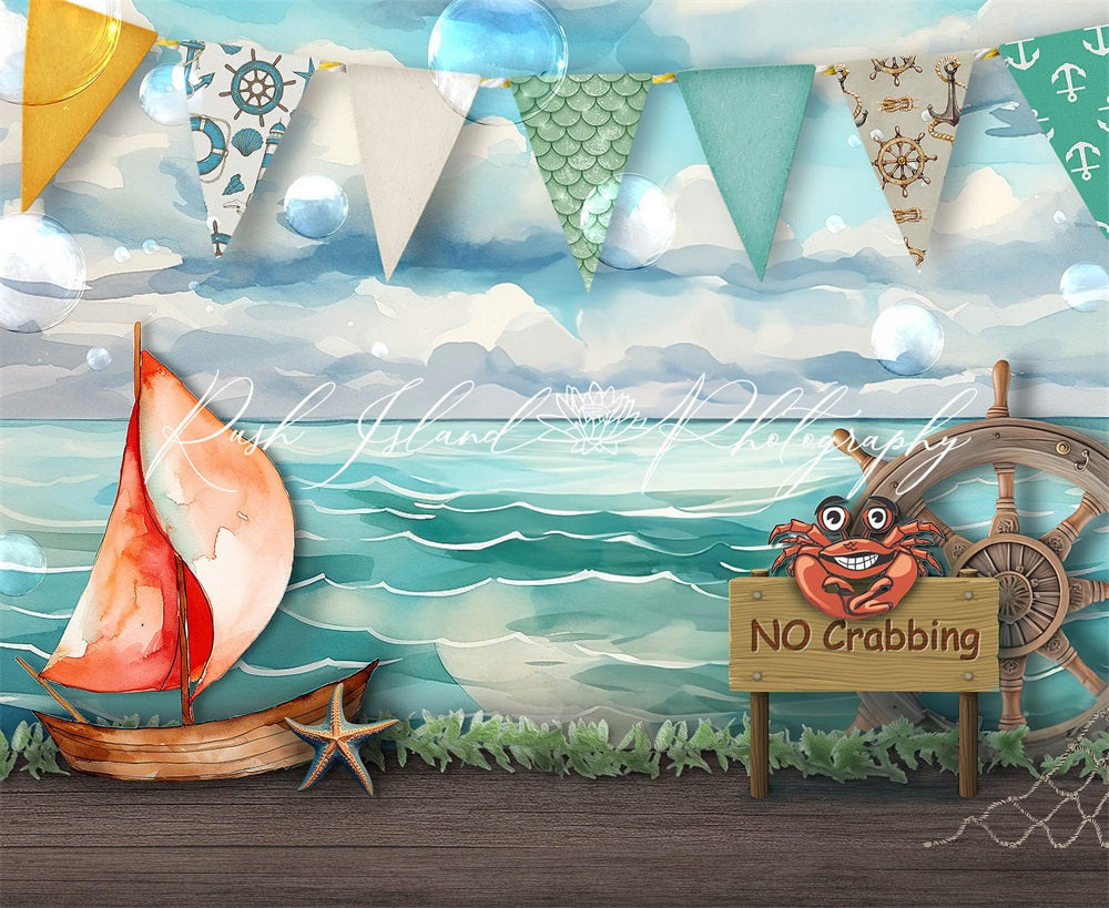 Kate Paysage marin Crabe Toile de fond conçue par Laura Bybee - Kate Backdrop FR