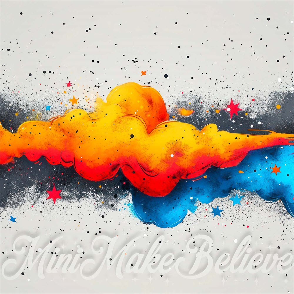 Kate Orange Bleu Fumée Illustration Toile de fond conçue par Mini MakeBelieve