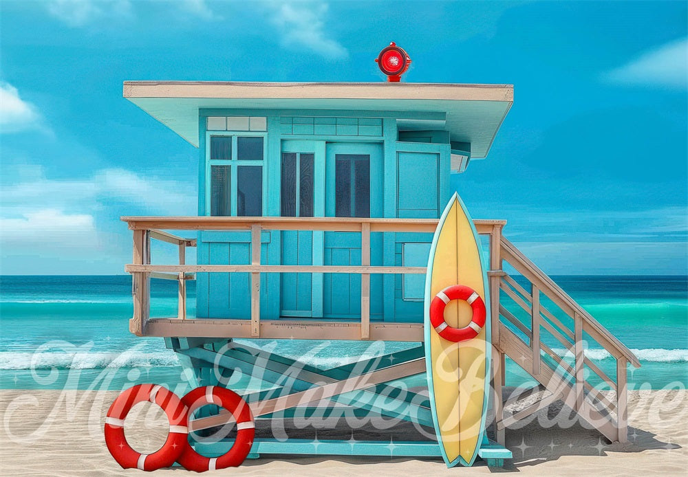 Kate Sauveteur Été Mer Plage Toile de fond conçue par Mini MakeBelieve - Kate Backdrop FR