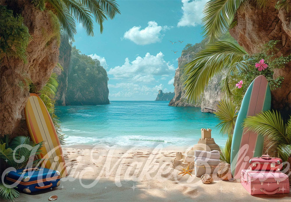 Kate Vacances d'été Planche de surf Toile de fond conçue par Mini MakeBelieve - Kate Backdrop FR