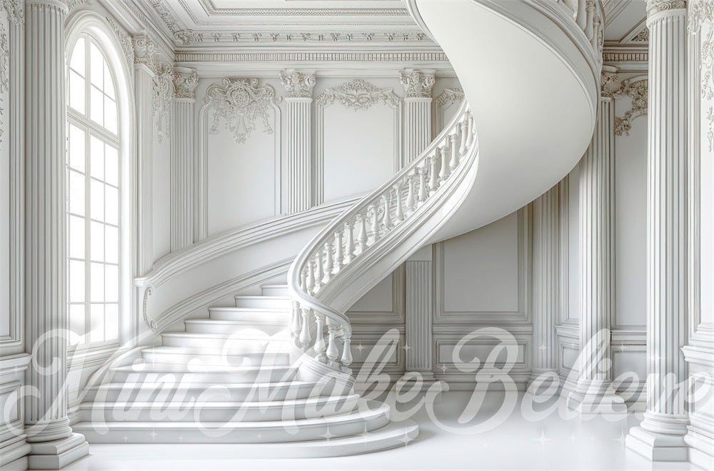 Kate Escaliers Blanc Toile de fond conçue par Mini MakeBelieve
