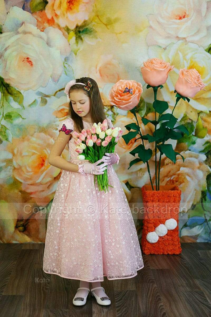 Katebackdrop：Kate Yellow Florals Background Photography Monther's Day Backdrop