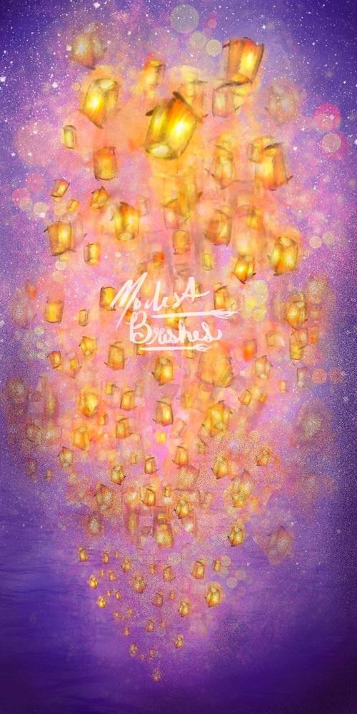 Kate Sweep Mur-à-Sol Lanterne Ciel éclairé Violet Toile de fond conçu par Modest Brushes - Kate Backdrop FR