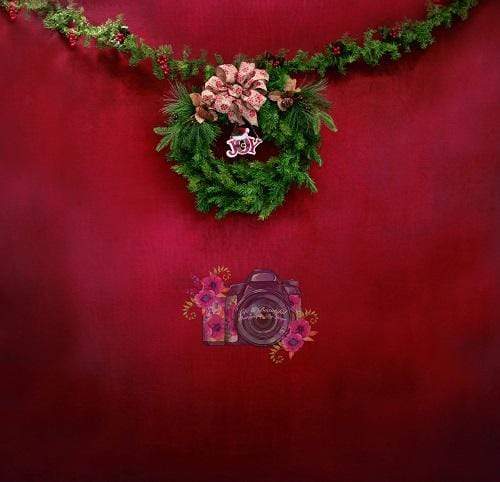 Katebackdrop£ºKate Christmas Wreath Dark Red Backdrop Designed By Leann West