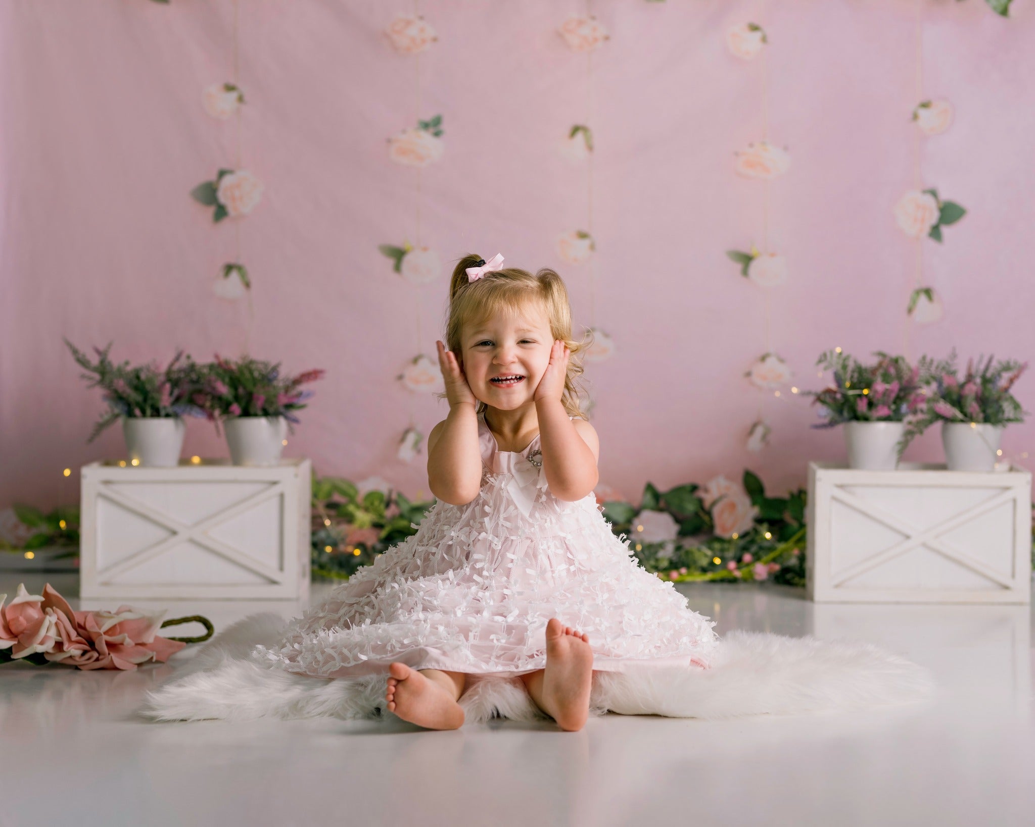 Kate Fleurs Rose Anniversaire Enfant Toile de fond conçu par Emetselch