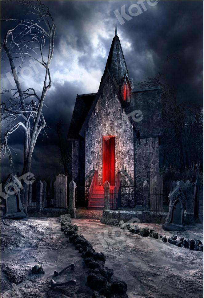 Kate cimetière de toile de fond de maison hantée d'Halloween effrayant pour la photographie