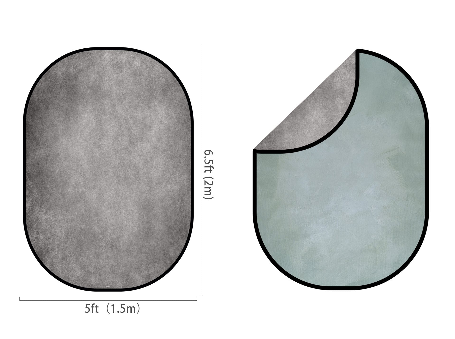 Kate Double-face Abstrait Gris-vert/Gris Photographie Toile de fond Pliable 5x6.5pi(1.5x2m) - Kate Backdrop FR