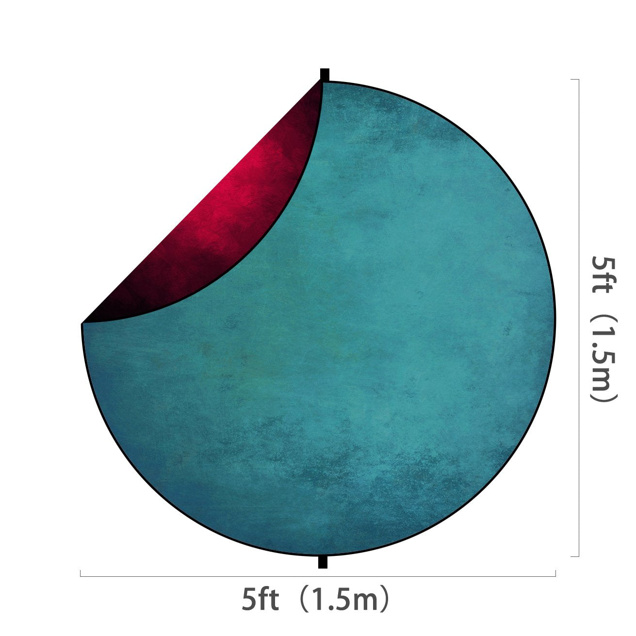 Kate Double-face Rond Abstrait Rouge/Bleu-vert Photographie Toile de fond Pliable 5x5pi(1.5x1.5m)