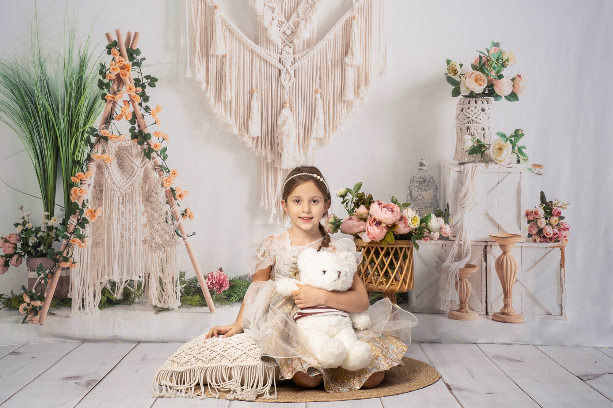 Kate Boho Printemps Tente Fleurs Toile de fond conçu par Emetselch - Kate Backdrop FR