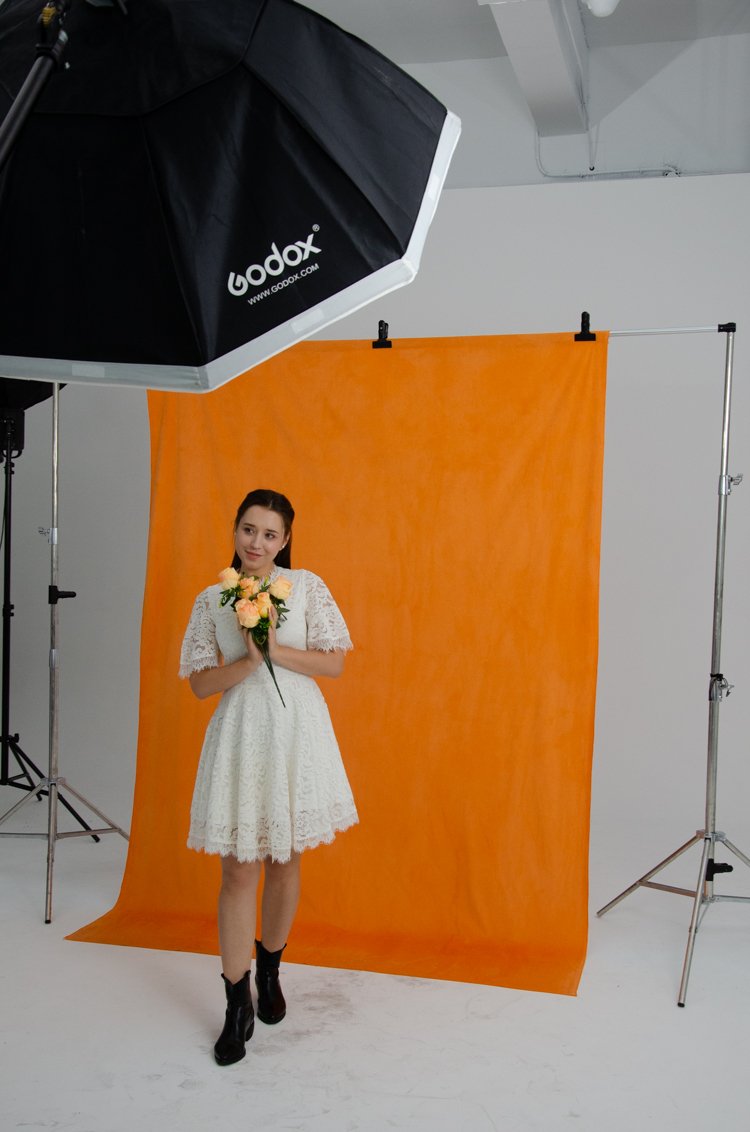Kate Couleur unie Orange Jaune Toile de fond Photographie de portrait
