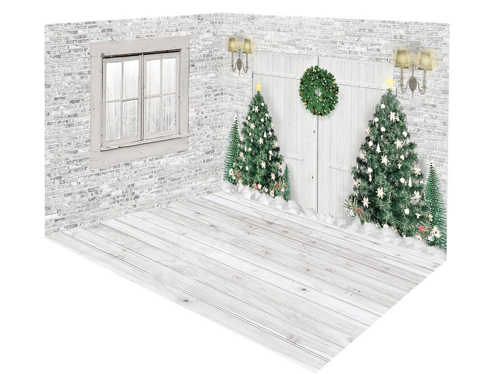 Kate Fenêtre Arbre de Noël Porte Blanc Noël Ensemble de chambre (8pix8pi&10pix8pi&8pix10pi) - Kate Backdrop FR