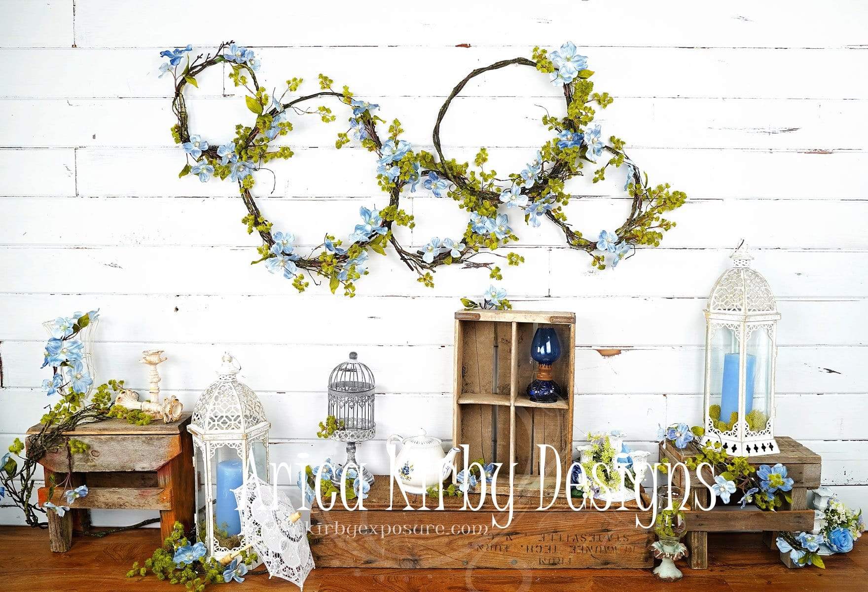 Katebackdrop£ºKate Enchanted Blue Floral Wreaths Backdrops Designed by Arica Kirby