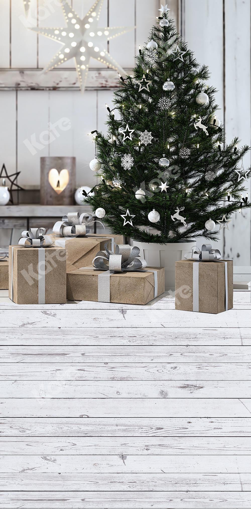 Kate Sweep Mur-à-Sol Plancher de bois Sapin de Noël Toile de fond conçue par Chain Photography - Kate Backdrop FR