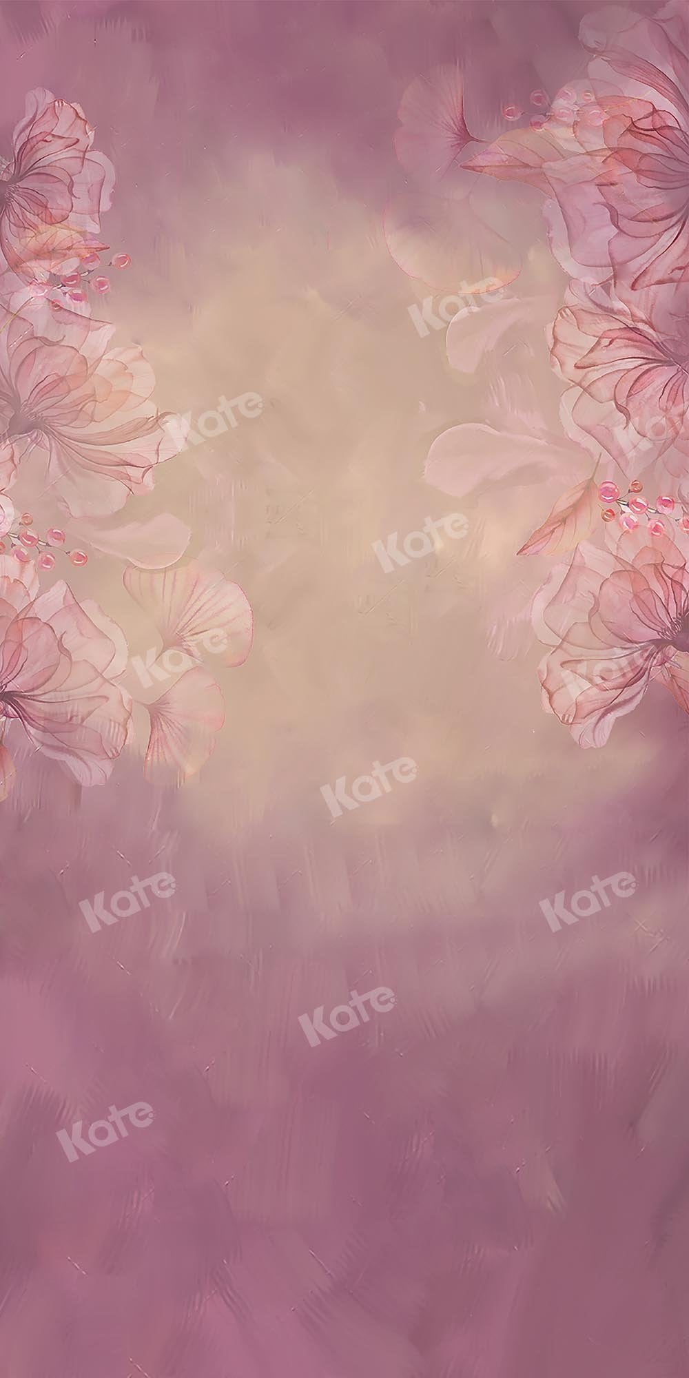 Kate Sweep Mur-à-Sol Beaux-arts Fleurs Doux Rose Flou Toile de fond conçu par GQ - Kate Backdrop FR