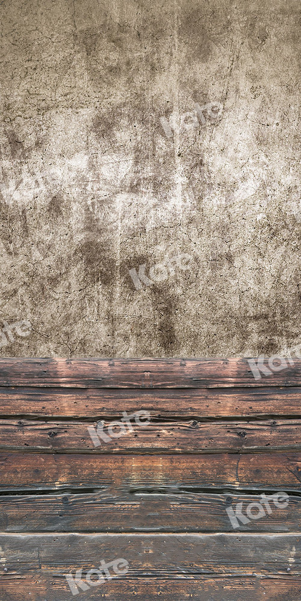 Kate Sweep Mur-à-Sol la toile de fond vieux ciment mur plancher de bois pour la photographie - Kate Backdrop FR