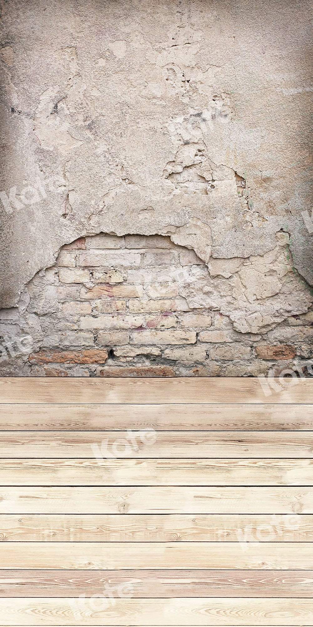 Kate balayage en toile de fond mur de briques plancher en bois crème pour la photographie