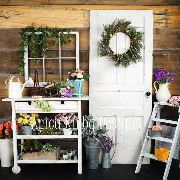 Katebackdrop£ºKate Retro Door with Flowers Decoration Garden Shed Backdrop designed by Arica Kirby