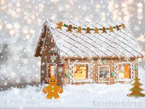 Katebackdrop£ºKate Christmas Snowy Gingerbread House Children Backdrop Designed By Ava Lee