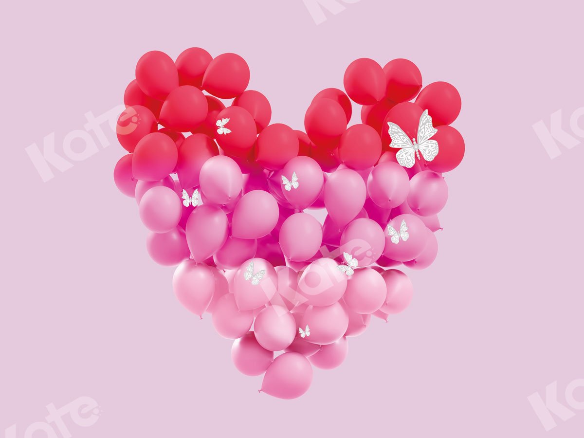Kate Ballons Rose Rouge Saint-Valentin Toile de fond pour la photographie - Kate Backdrop FR