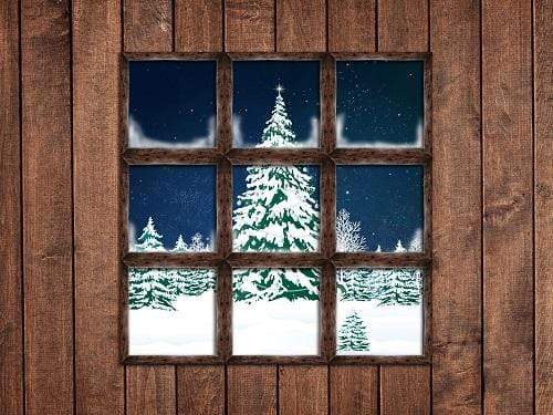Katebackdrop£ºKate Christmas Window Snow View Wooden Backdrop for Photography Designed By Jerry_Sina