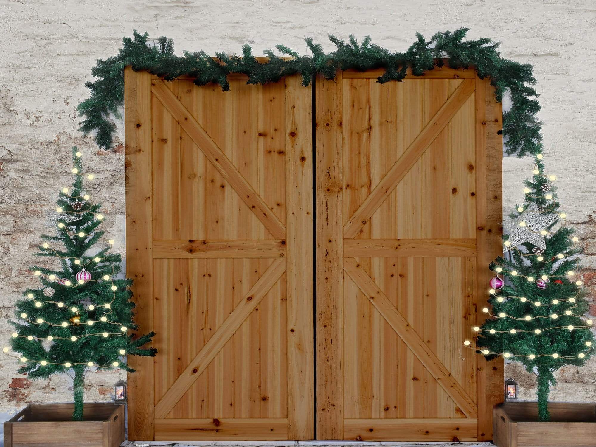 Katebackdrop£ºKate Christmas Wood Door Decorations Damaged Wall Backdrop Designed By Jerry_Sina