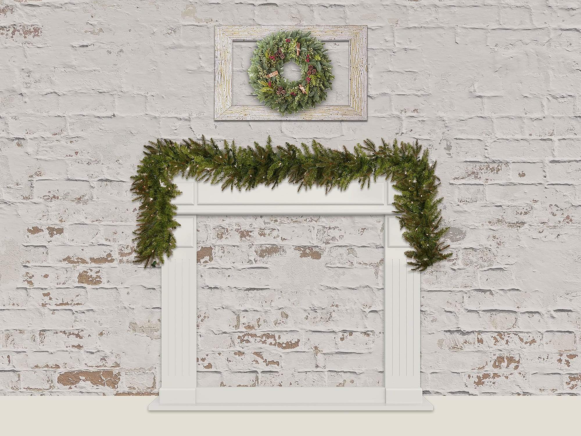 Katebackdrop£ºKate Christmas Wreath Backdrop Brick Wall Designed By Jerry_Sina