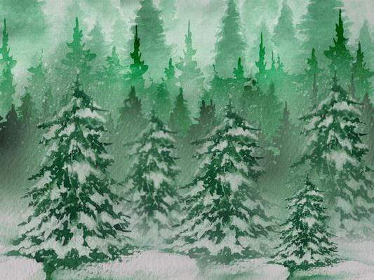 Katebackdrop£ºKate Christmas Green Pine Trees Snow Farm Backdrop Designed By Jerry_Sina