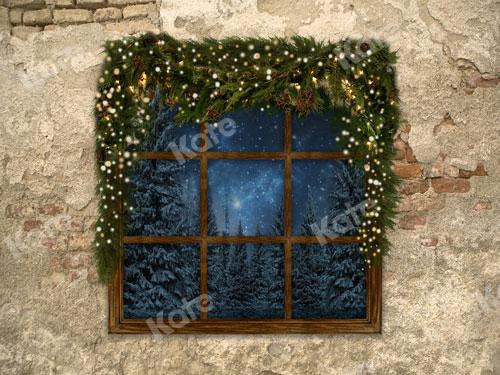 Kate Noël Vieux Mur de briques Fenêtre Nuit Toile de fond conçu par Jerry_Sina