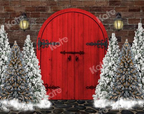 Kate Porte Rouge Noël Nuit Hiver Toile de fond conçue par Jerry_Sina