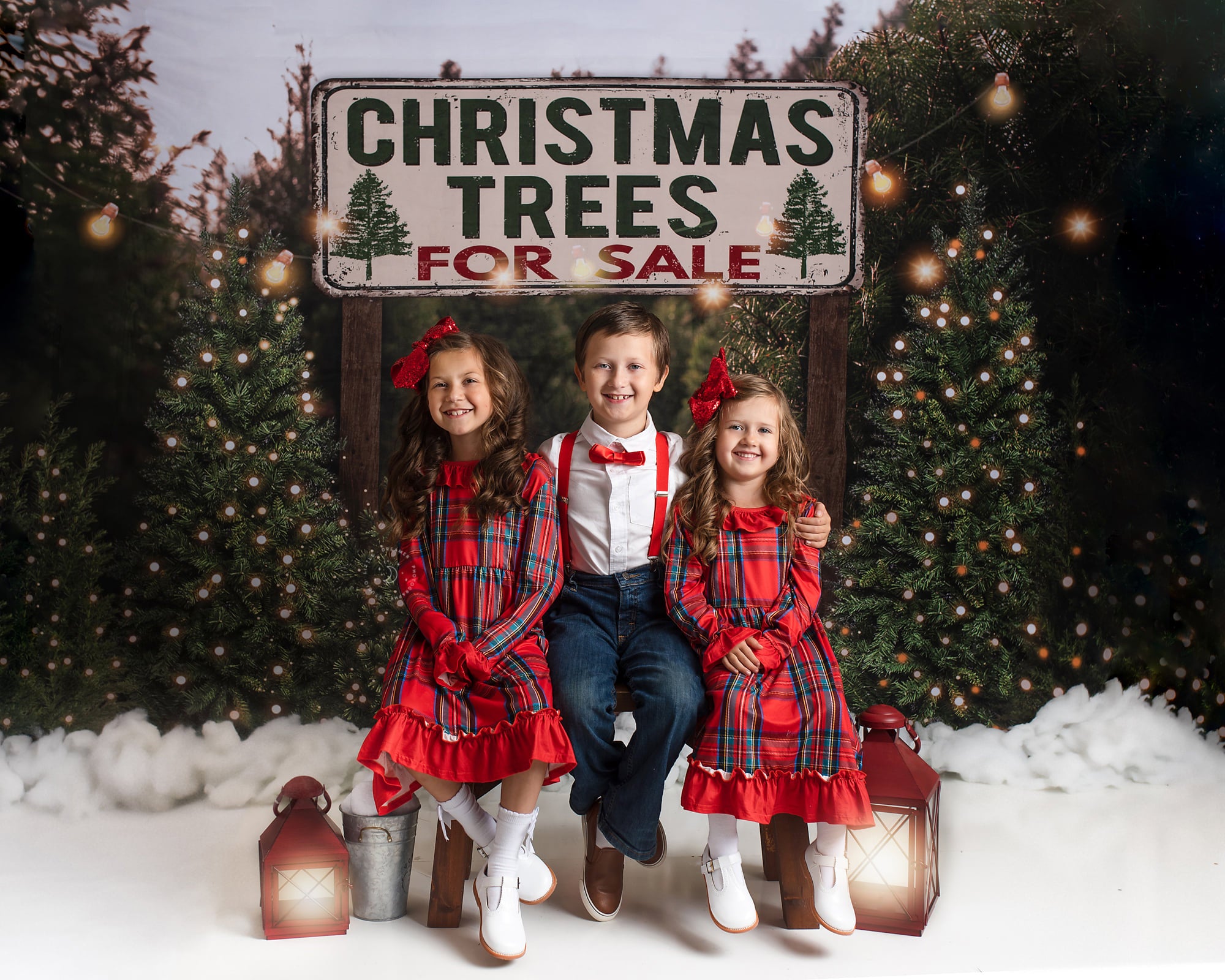 Kate Sapin de Noël Arbres Vert Toile de fond pour la photographie - Kate Backdrop FR