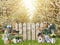 Kate Jardin Prairie Lapin Printemps Pâques Toile de fond pour la photographie - Kate Backdrop FR