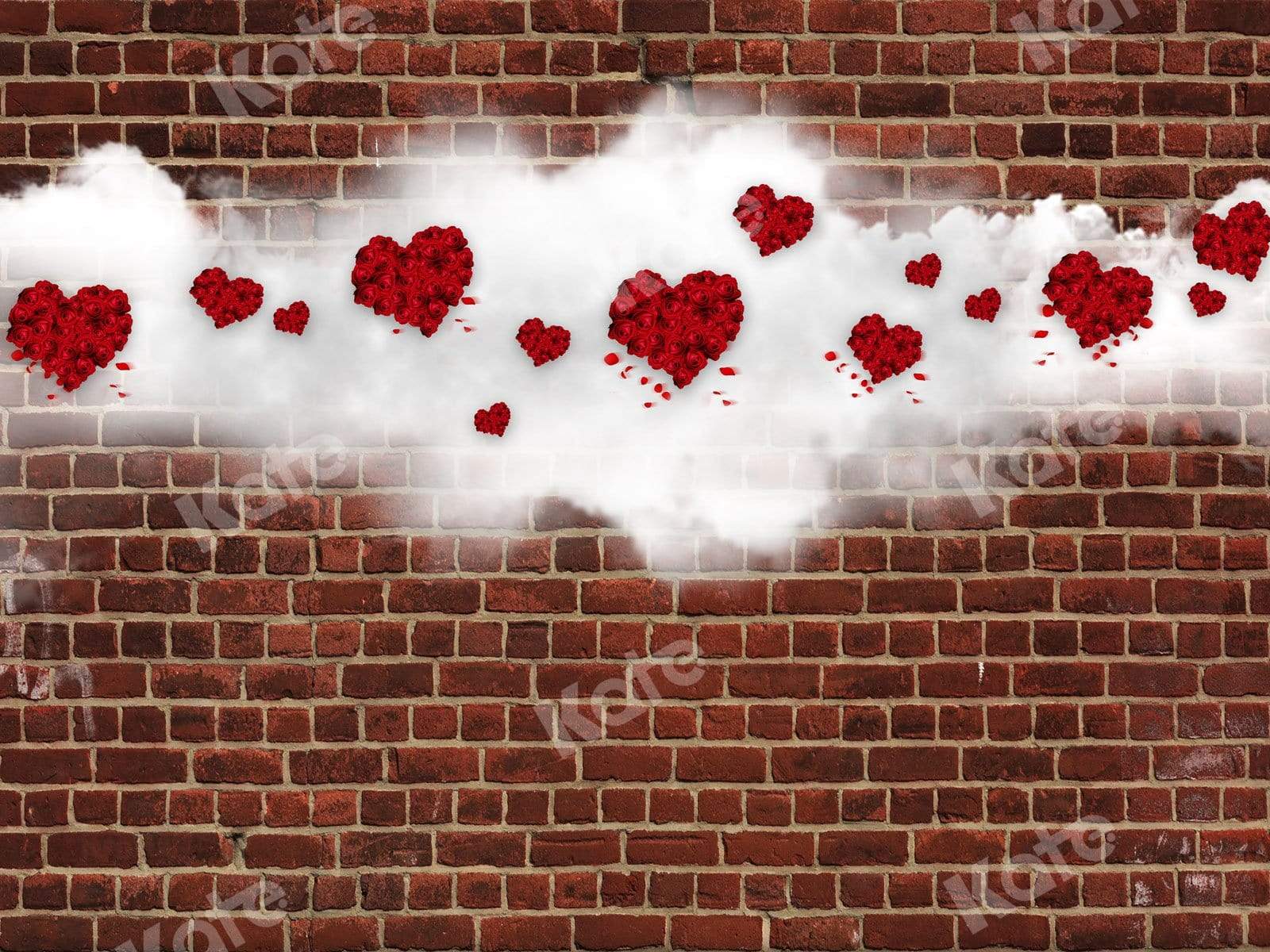 Kate Mur de briques Rouge Saint-Valentin Toile de fond pour la photographie - Kate Backdrop FR