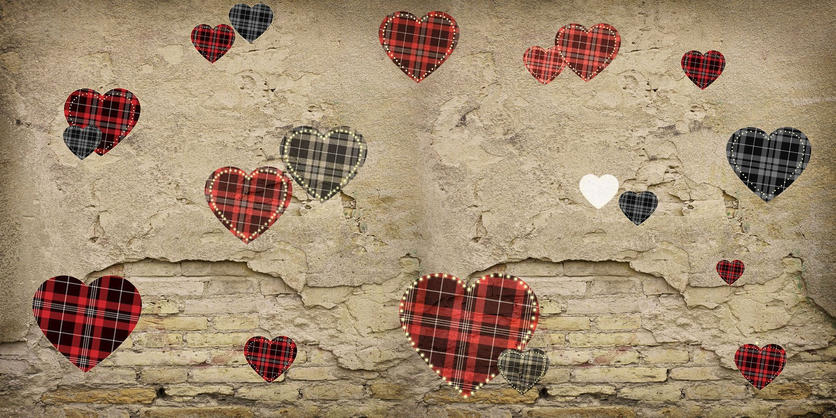 Kate Coeur Amour Saint-Valentin Vieux mur Toile de fond conçue par JFCC - Kate Backdrop FR