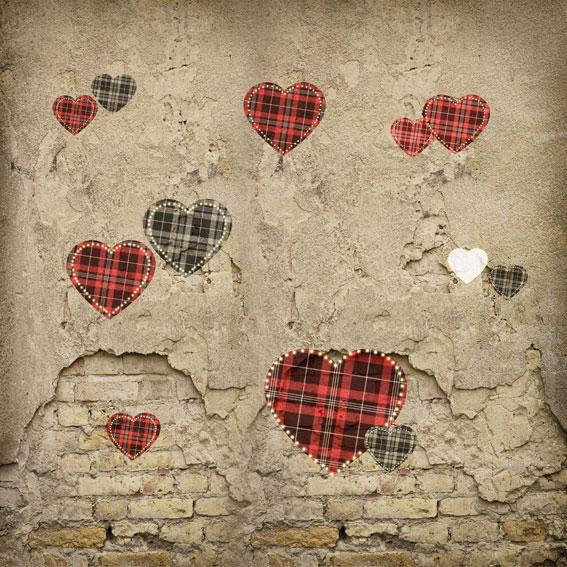 Kate Coeur Amour Saint-Valentin Vieux mur Toile de fond conçue par JFCC