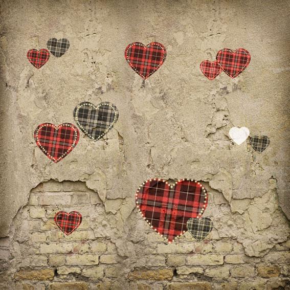 Kate Coeur Amour Saint-Valentin Vieux mur Toile de fond conçue par JFCC - Kate Backdrop FR