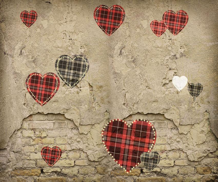 Kate Coeur Amour Saint-Valentin Vieux mur Toile de fond conçue par JFCC - Kate Backdrop FR