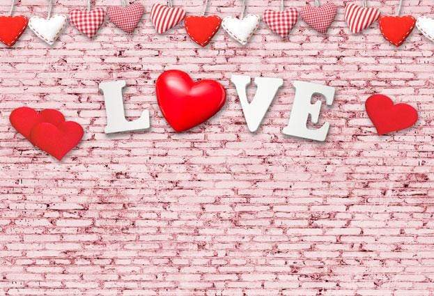 Kate Mur de briques Amour Saint-Valentin Rouge Toile de fond pour la photographie
