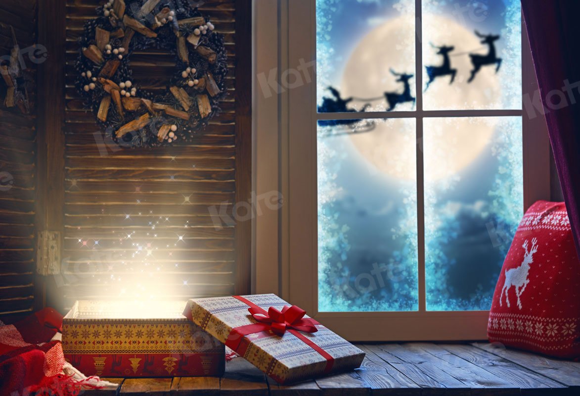 Kate Lune Noël Rennes à l'extérieur Fenêtre Toile de fond pour la photographie