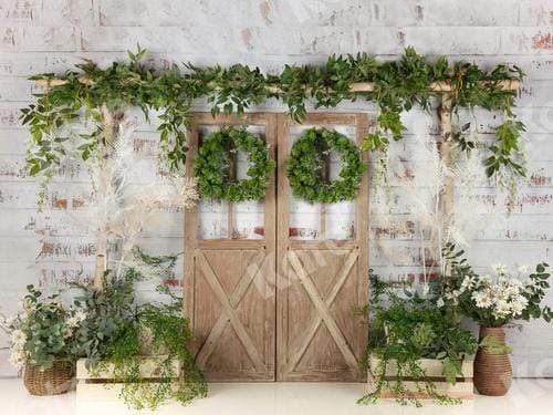 Katebackdrop£ºKate Spring Green Plants Barn Door Backdrop Designed by Jia Chan Photography