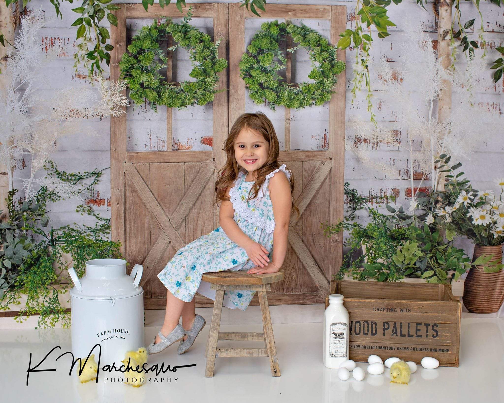 Katebackdrop£ºKate Spring Green Plants Barn Door Backdrop Designed by Jia Chan Photography