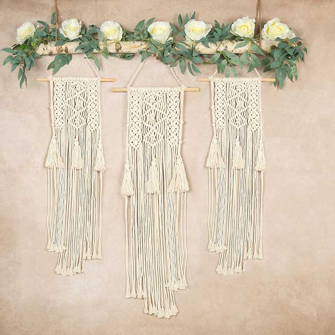 Kate Printemps Fête des mères Macramé Boho Beige Toile de fond conçu par Jia Chan Photographie - Kate Backdrop FR